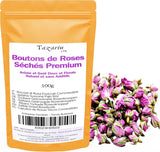 100g premium eetbare rozenknoppen - gedroogde infusie van Atlasrozenblaadjes - zoete en bloemige smaak en aroma - 100% natuurlijk, puur en zonder toevoegingen | Tazarin Ltd