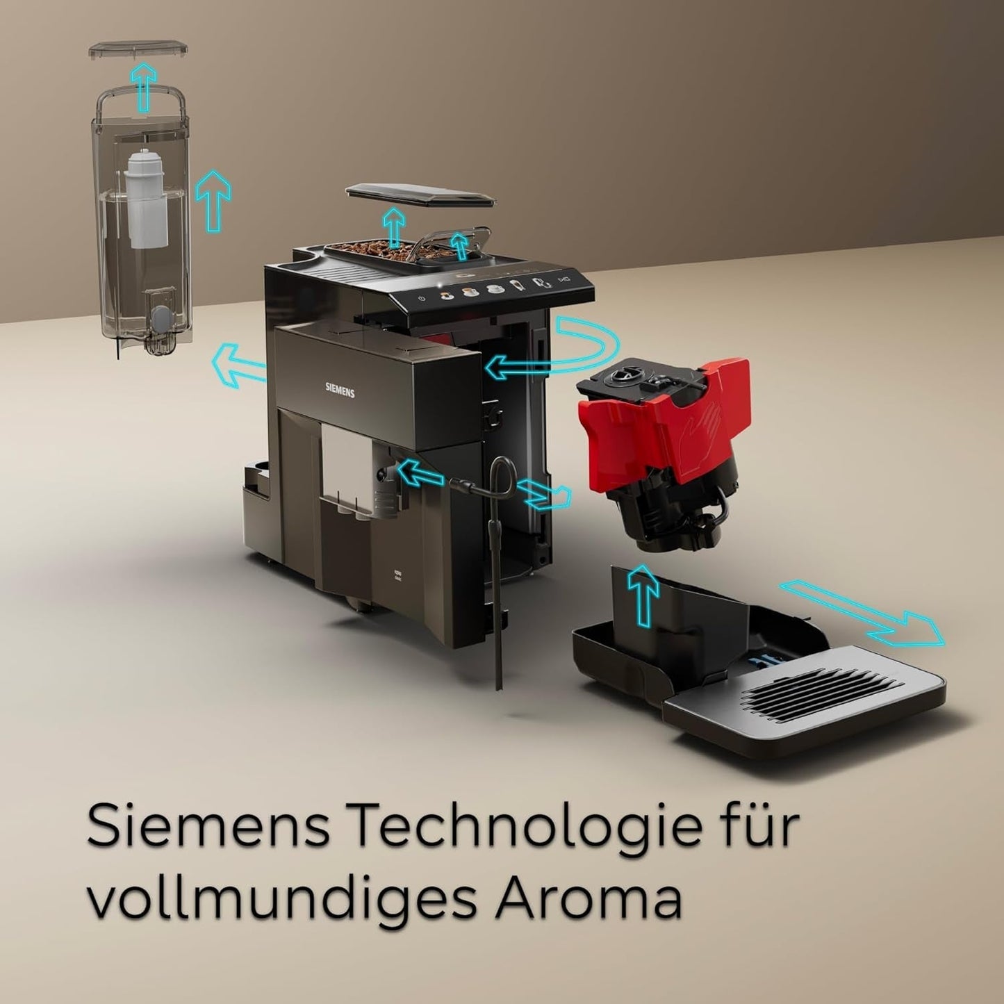 Siemens EQ500 klassieke automatische espressomachine, TFT-kleurenscherm, 5 soorten koffie en melk, dubbele kopfunctie, eenvoudige reiniging, afneembare zetunit, met melkslang, zwart, TP511E19