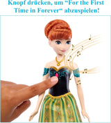 Mattel Toys Disney Frozen Anna zingende modepop in iconische outfit zingt "For the First Time" uit de Disney-film in het Engels, Frans, Duits, Italiaans, JDL59