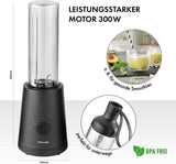ZWILLING Keukenmixer, Smoothie Maker, Inkl. Trinkflasche Mit Verschluss, 600 Ml, 300 Watt, Edelstahl/Kunststoff, Schwarz Kitchen Naty Shop