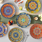 Dinerbordenset voor 6 personen, vancasso KRVI bordenset voor 6 personen, bordenset Ø 27 cm, vaatwasser- en magnetronbestendig, pastaborden, ontbijtborden, taartborden