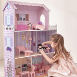 Olivia's Small World gigantisch poppenhuis, groot houten poppenhuis met meubels en accessoires, poppenhuis met 3 verdiepingen voor kinderen, poppenhuis voor poppen van 30 cm, 3 jaar + Naty Shop poppenhuizen