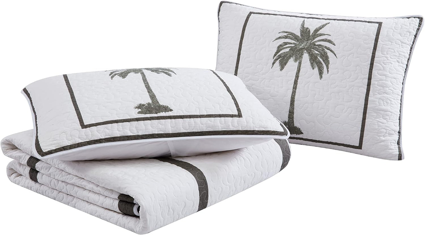 Tommy Bahama Palm Island-collectie | Dekbed - 100% katoen, omkeerbaar, zacht en ademend, voorgewassen voor extra zachtheid, kingsize bed, grijs Dekbedden en dekbedden Naty Shop