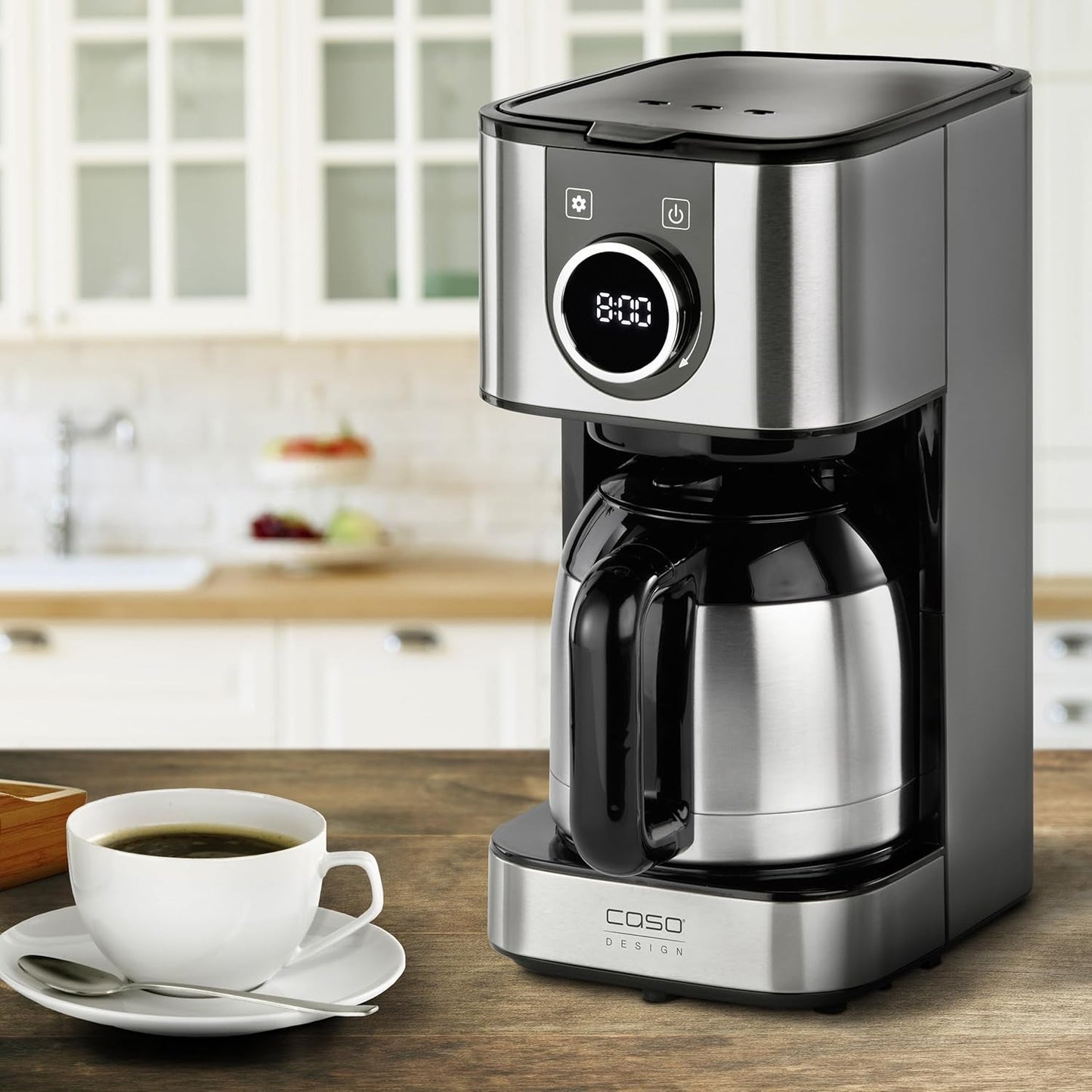 CASO Selection C 10 Thermo Design koffiezetapparaat – roestvrijstalen behuizing, 1,2 l isotherme karaf (10 kopjes), touchbediening en timer, Aroma PLUS-functie, permanent filter, antidruppelfilter