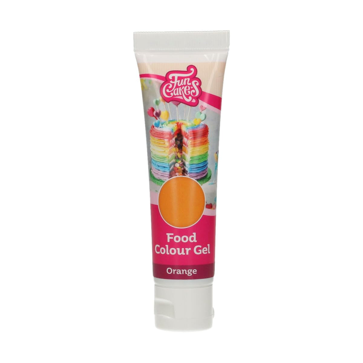 Funcakes Gel Voedselkleuring Oranje: Hooggeconcentreerde kleurstof voor deeg, room, fondant en marsepein. Gemakkelijk doseren. Eén druppel om levendige kleuren te creëren. Halal. 30 gram