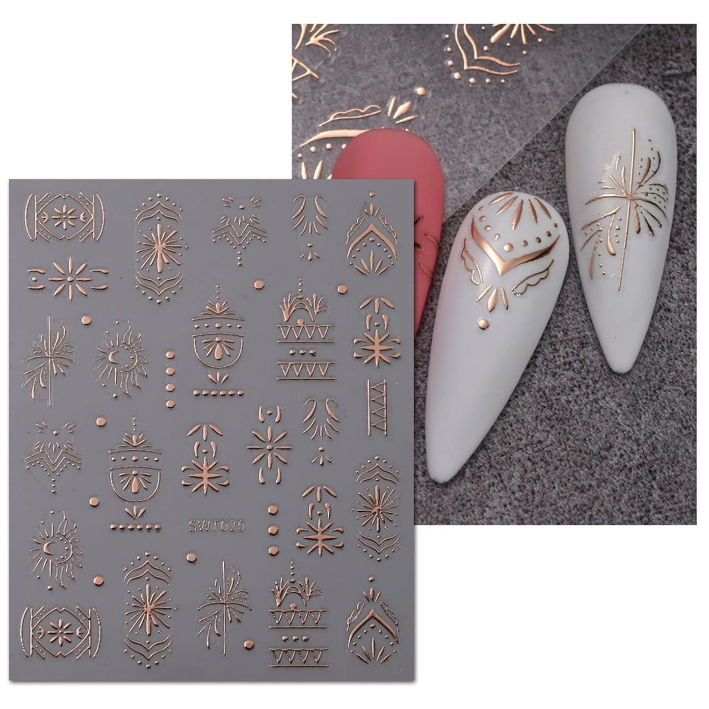JMEOWIO Nagelsticker Mond Stern 9 Blatt Nail Art Sticker Selbstklebend Nagelaufkleber Bunter Decoratie Nageldesign Zubehör