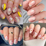 3 Stück Nagelsticker Set-Zelfklevende Nagelfolie Met Blumen- en Bienenmotifen-Nail Art Sticker Für Kreatives Nageldesign-Nageltattoos en Zubehör