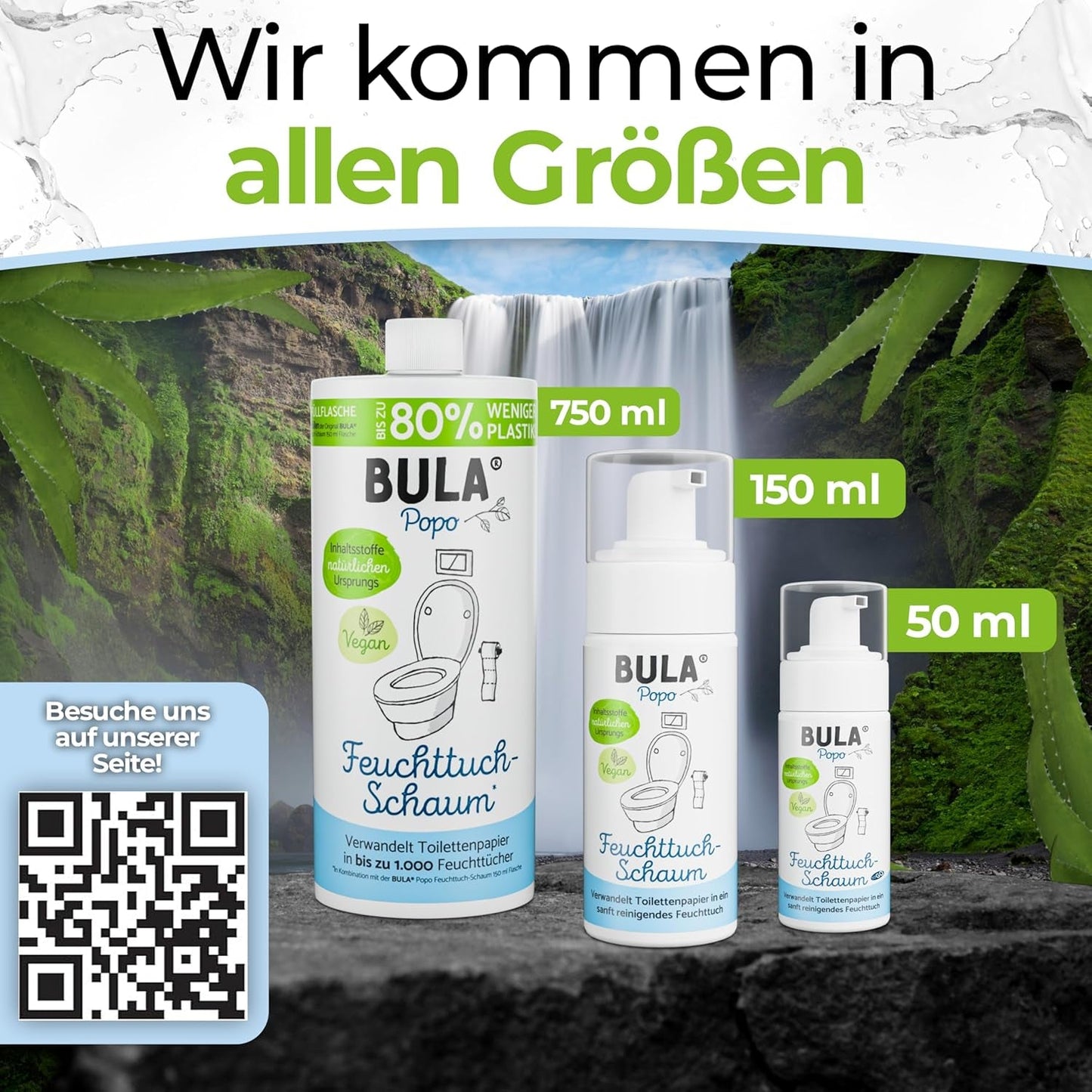 BULA® Popo navulfles (750 ml) ENKEL OM onze 150 ml en 50 ml flessen bij te vullen! | Vervangt tot 1.000 doekjes! | Met ingrediënten van natuurlijke oorsprong