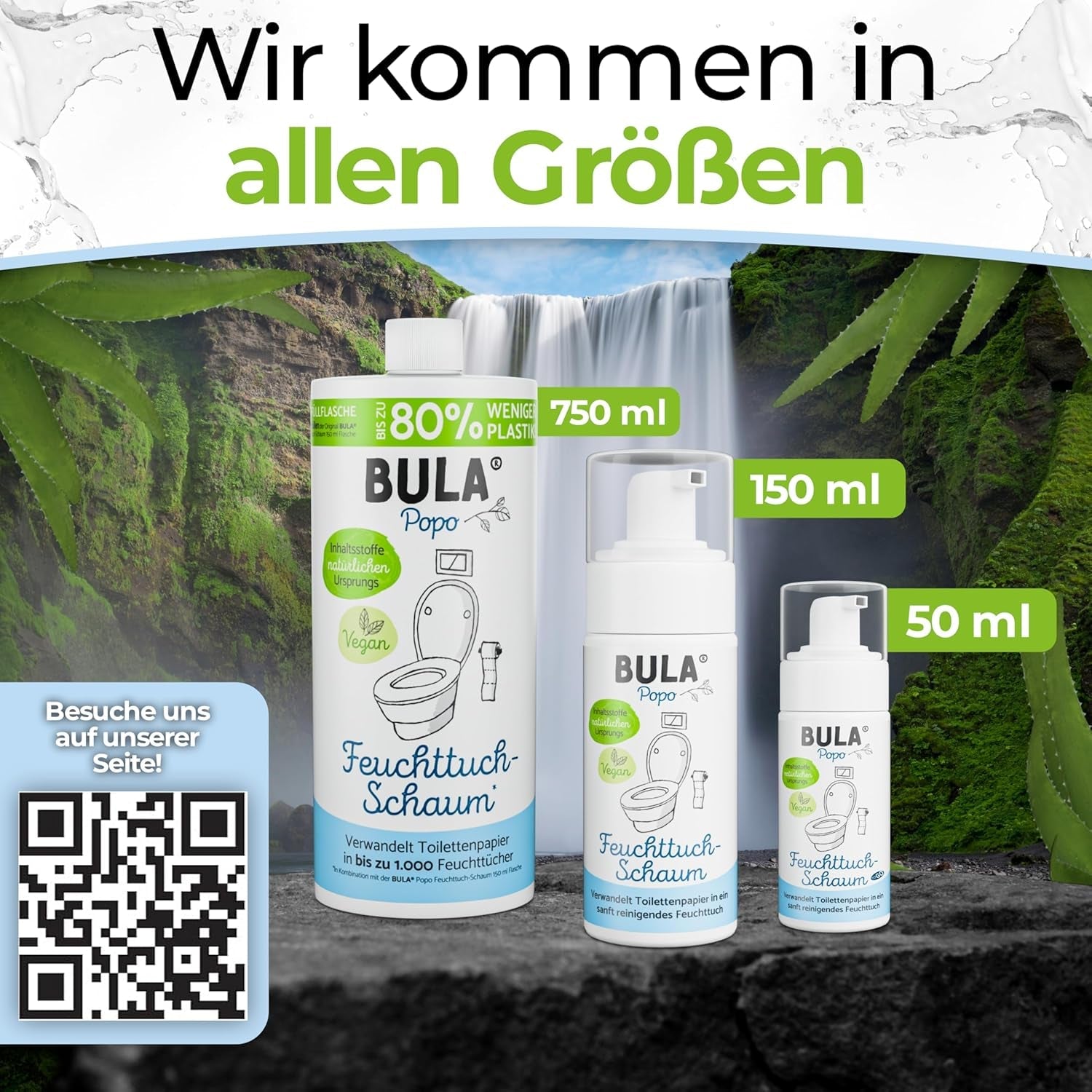 BULA® Popo navulfles (750 ml) ENKEL OM onze 150 ml en 50 ml flessen bij te vullen! | Vervangt tot 1.000 doekjes! | Met ingrediënten van natuurlijke oorsprong