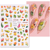 JMEOWIO Nagelsticker Sommer Frucht 9 Blatt Nail Art Sticker Selbstklebend Nagelaufkleber Zitronen Decoratie Nageldesign Zubehör