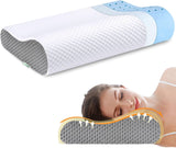 Memory Foam Kussen Kussen, Neksteunkussen, Ergonomisch Nekkussen voor verschillende slaapposities Met afneembare hoes Cervicale orthopedische kussens Naty Shop Grijs-Wit