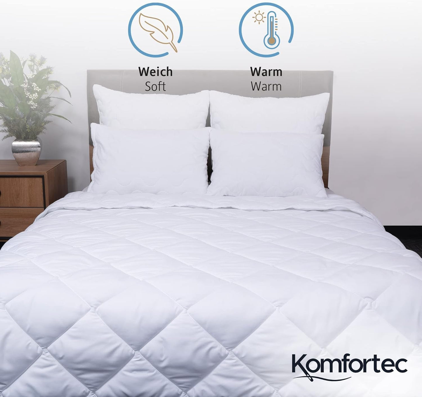 Komfortec Zomerdeken 135X200 Cm, 170Gsm, Dunne en lichte deken voor de zomer, anti-allergische deken, wit Quilts en quilts Naty Shop