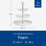 Villeroy & Boch Toys Delight Royal Classic plank, decoratieve gelaagde displaystandaard voor koekjes, gebak en kleine stukjes cake, premium porselein, wit