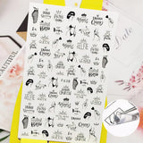 7 Blätter Nagelsticker Selbstklebend Nagelsticker Blumen Abstrakt 3D Schwarz Nagelaufkleber Nageldesign Herzform Wörter Pflanzen Nagelsticker DIY Nail Art Zubehör Maniküre Decoratie
