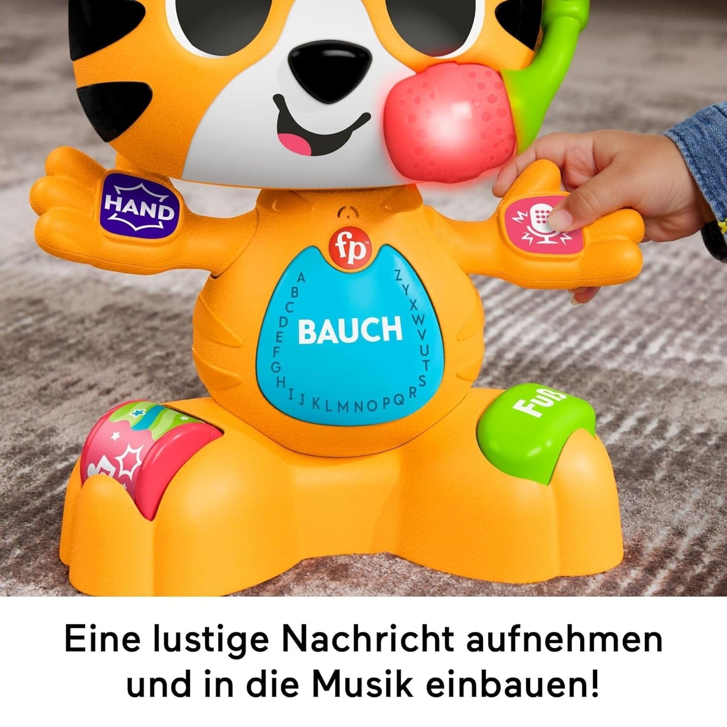 Fisher-Price Baby en peuter Beat Bande Lern & Tanz Tiger Justin Educatief speelgoed met geluiden en verlichting voor baby's vanaf 9 maanden, Duitse editie, HYL31 Babyspeelgoed Naty Shop