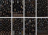 JMEOWIO Nagelsticker Weihnachten Gold Glitter Silber 8 Blatt Nail Art Sticker Selbstklebend Nagelaufkleber Schneeflocke Winterurlaub Decoratie Nageldesign Zubehör