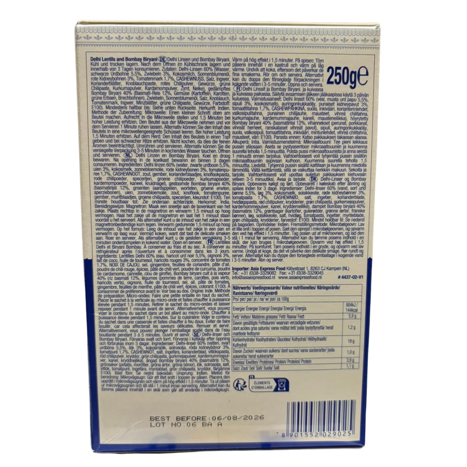 ASHOKA - Instant Delhi-linzen en Bombay Biryani - (1 x 250 g)