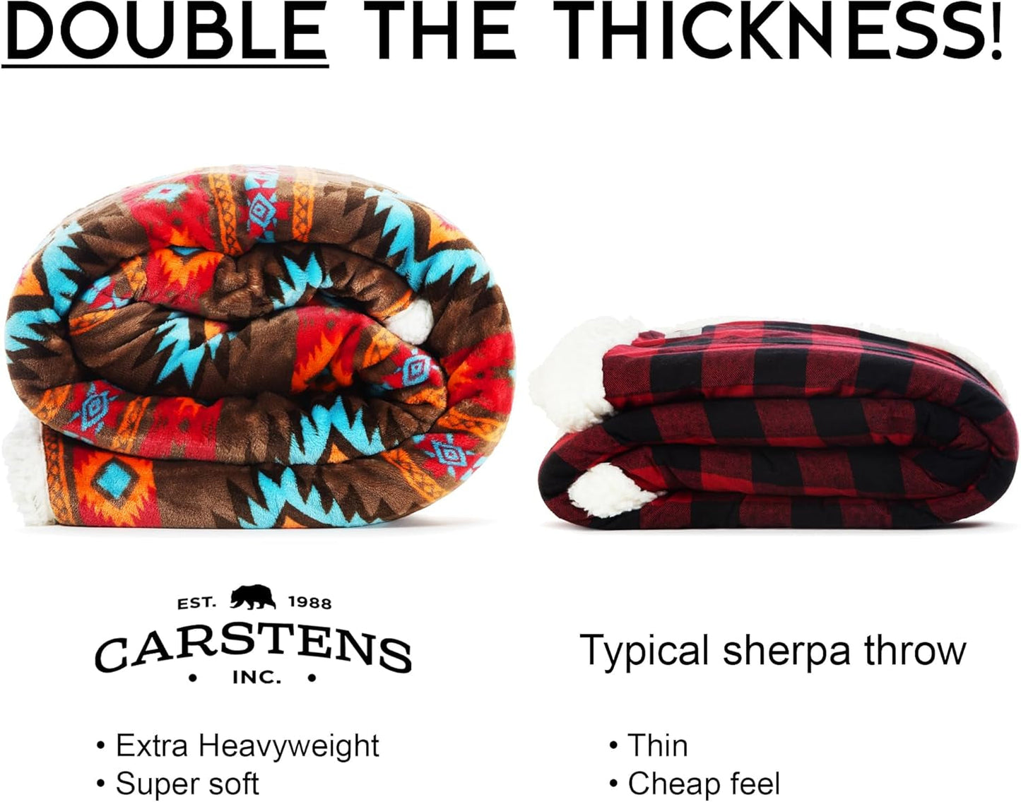 CARSTENS, INC. Wrangler Ultra Premium deken, superzacht, Sherpa Fleece, oversized, 137,2 x 172,7 cm, Southwest Horizon bedden en dekens Carstens, Inc.