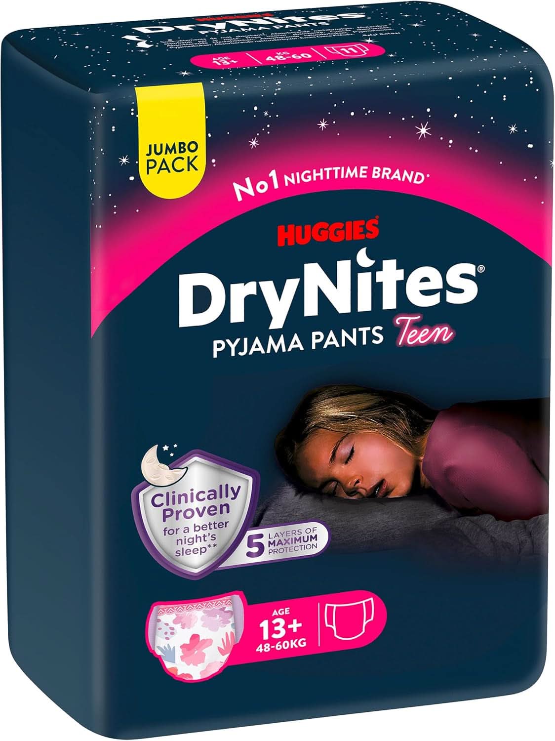 Huggies Drynites Nachtwindeln Bei Bettnässen, Für Mädchen Ab 13 Bis Ca. 17 Jahre (48-60 KG), 33 Stück (3X11), Jumbo-Monatspack, Luierbroekjes XL Accessoires Voeding en Borstvoeding Baby Naty Shop