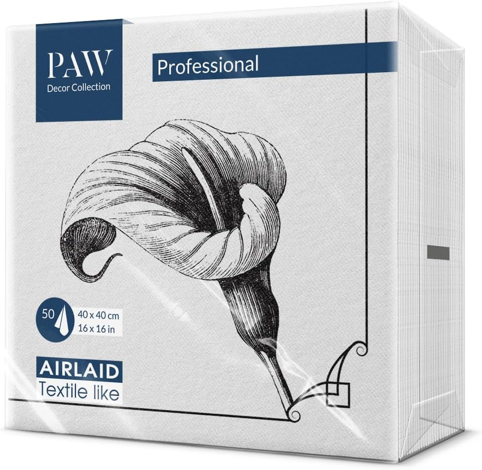 PAW - Airlaid Servetten - Doekachtig (40 X 40 Cm) I 50 Stuks I Voor Begrafenisdienst, Uitvaartfeest, Begrafenis, Afscheid I Hoogwaardige Tafeldecoratie Stoffen Servetten - Geheugenbloem I Geheugenbloem
