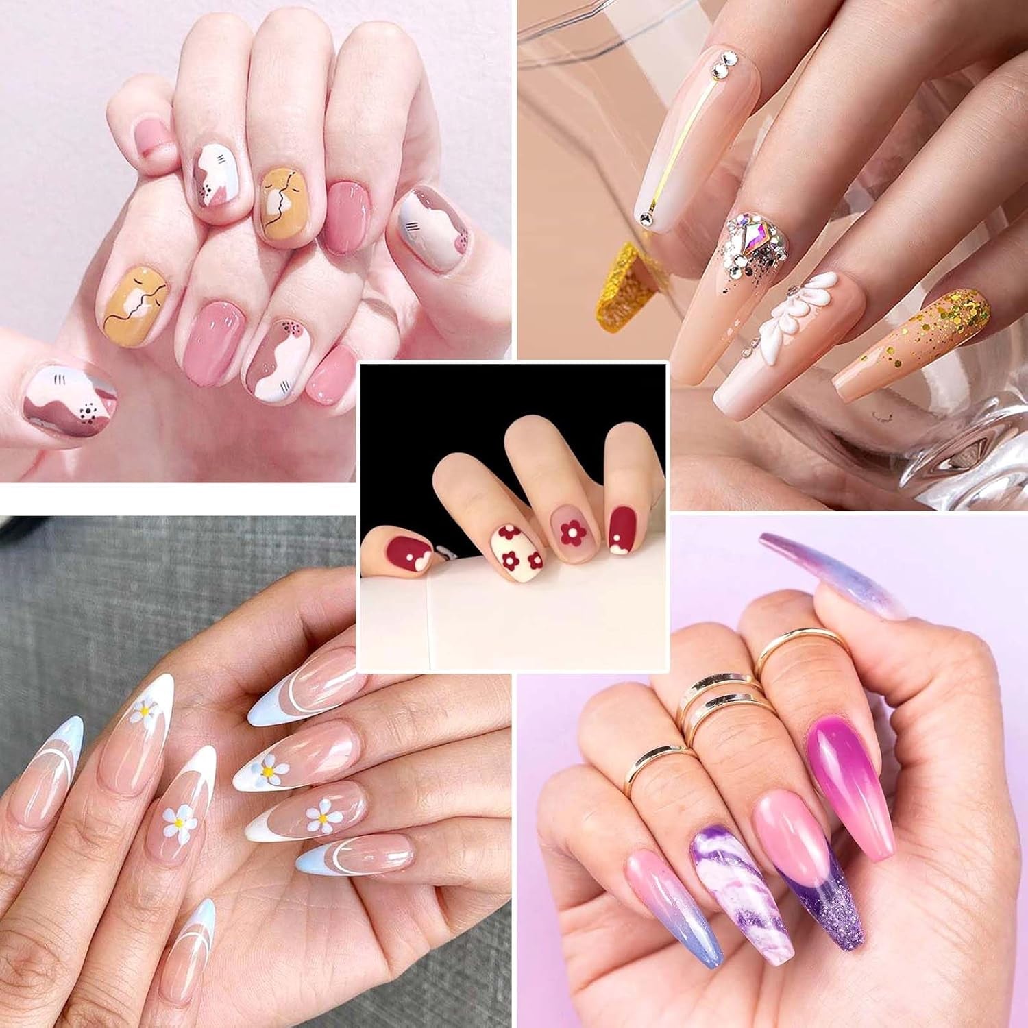 Hanyousheng 20 Stück Nagel Pinsel Set, 15 Stück Nageldesign Pinsel, 5 Stück Nail Art Dotting Tools voor DIY Nail Art Design