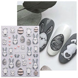 JMEOWIO 6 Blatt 3D Nagelsticker Ostern Nail Art Sticker Selbstklebend Nagelaufkleber 5D Stereoskopisch Süßer Hase Ei Decoratie Nageldesign Zubehör