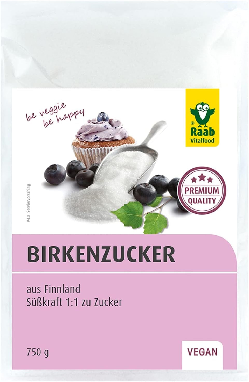 Raab Vitalfood Premium Birkenzucker, Xylit, Veganistisch, 1:1 Zucker-Alternatief, Süßungsmittel, Zahnfreundlich, Vorratspack, 750 G Zoetstoffen Naty Shop Standaardtitel