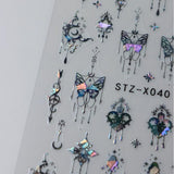 3D Metallic Schwarz Schmetterling Nagelsticker - Laser Roze Aurora Nagelaufkleber - Punk Butterfly Nail Art Stickers - Zilveren Nagelsticker - Nageldesign Zubehör