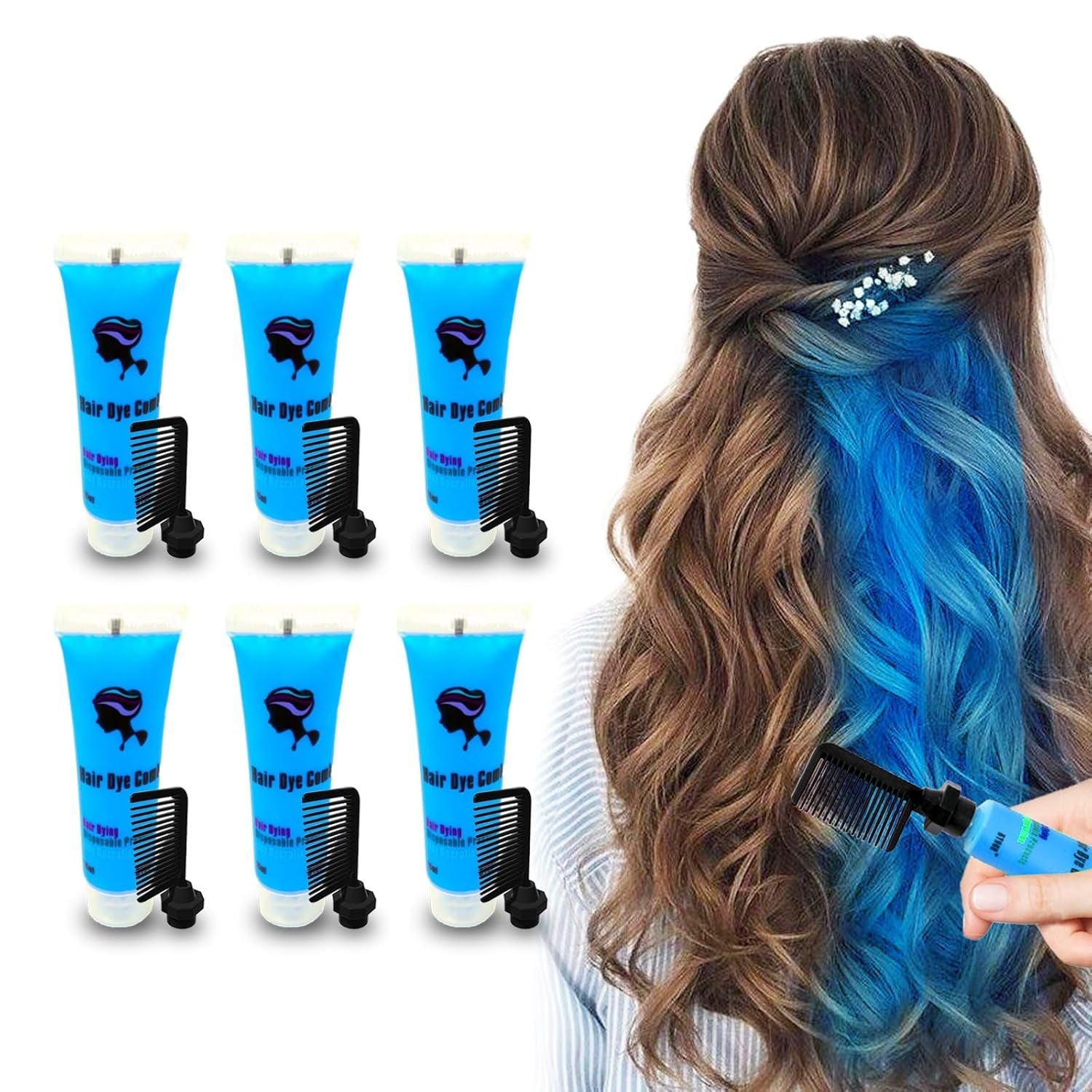 Byhoo 6PCS tijdelijke haarverf voor zwart haar, haarkrijt, wasbare haarverf, cadeau-idee voor meisjes, verjaardagscadeau voor tieners. Naty Shop 04 haarverf