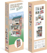 Soho-Madera design poppenhuis van 3 verdiepingen met 8 meubels, afmeting 120 X 33 X 75 cm (913D00181) Naty Shop Dollhouses