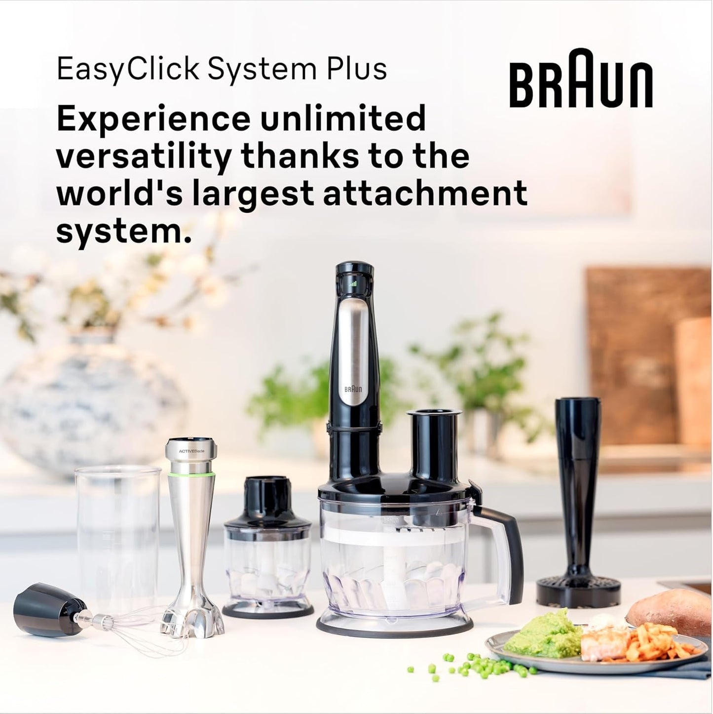 Braun Household Hogar Multiquick 7 Mixer, Spritzschutz, Spülmaschinenfest, Bpa-Frei, 600 Ml, Zerkleinerer 500 Ml, Eisklinge, MQ 7035XBI, 1000 W, Schwarz, MQ7035XBI Keuken Naty Shop