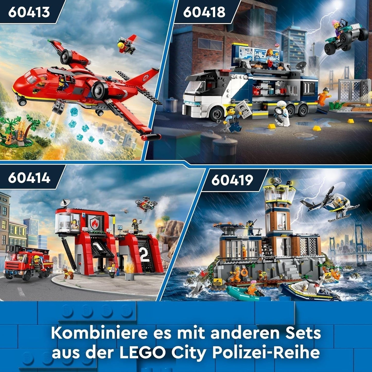 LEGO City Brandweervliegtuig, Kinderspeelgoedvliegtuig brandweerset, bouwset met 3 brandweerfiguren en vuurdecoratie, uitstekend cadeau-idee voor jongens en meisjes vanaf 6 jaar 60413 Bouwsets Besuche den LEGO-Store