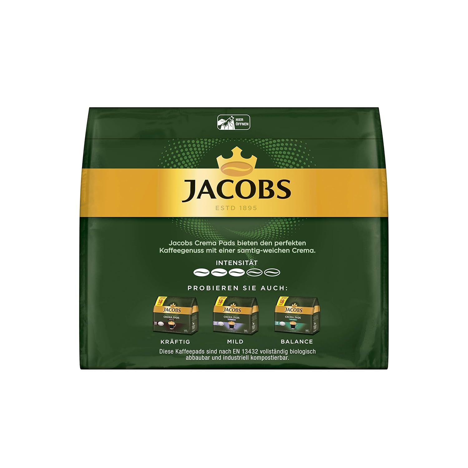 Kräftig Crèmepads, 90 Senseo-compatibele Kaffeepads UTZ-zertifiziert, 5er Pack, 5 x 18 Getränke & Cream Pads, 90 Senseo-compatibele Kaffeepads UTZ-zertifiziert, 5er Pack, 5 x 18 Getränke
