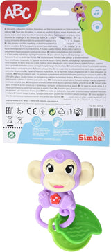 Simba 104010192 - ABC-aap muzikale rammelaar, 2 sensorische elementen, met muzikale functie, 17cm, speelgoed voor kinderen, vanaf 6 maanden Babyspeelgoed Naty Shop