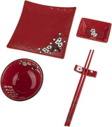 Compleet Japans tafelservies 2381, porselein, rood