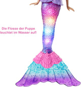 Barbie Dreamtopia Magic Light zeemeerminpop met blond haar, Barbiepop met zeemeerminstaart, geschikt als cadeau voor kinderen vanaf 3 jaar, HDJ36