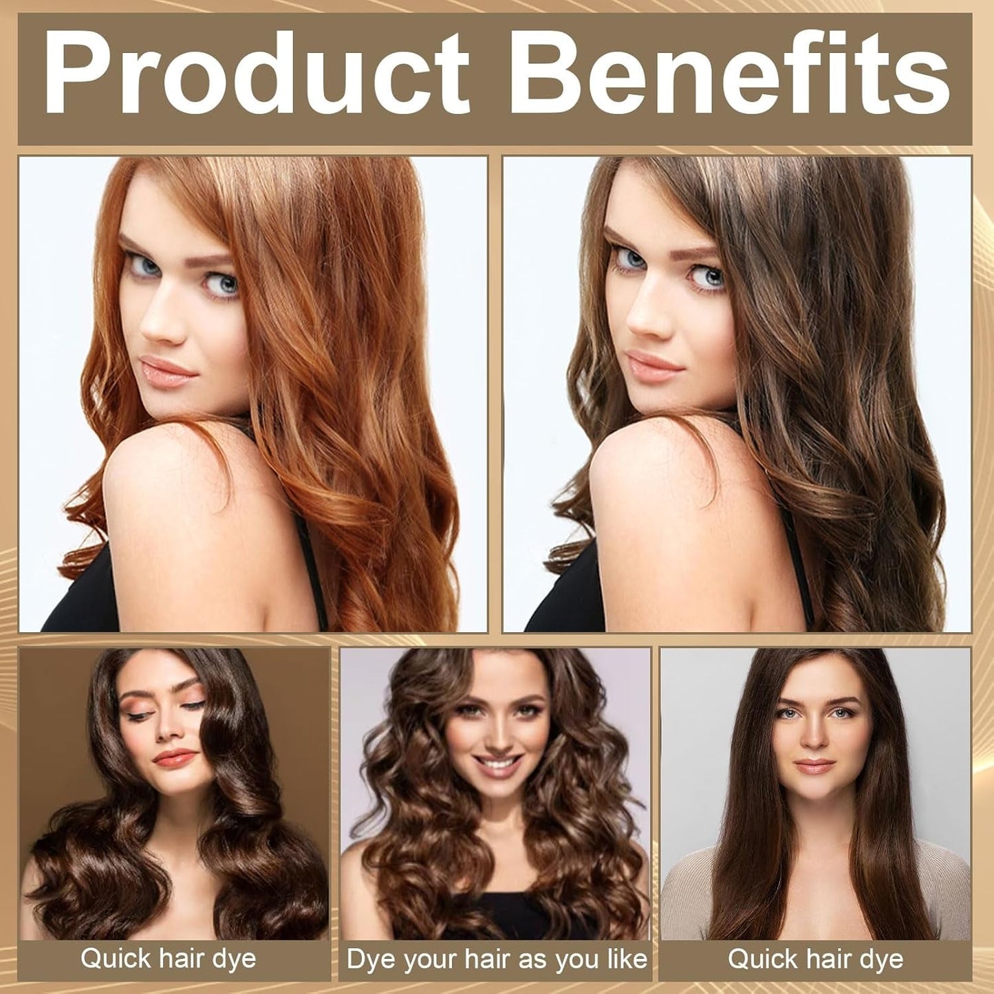 Haarkleurshampoo, 3 in 1 Instant Kleurshampoo, Instant Haarverzorging Kleurshampoo, Zwart Haarkleurshampoo, Haarkleurshampoo (Lichtbruin) Naty Shop Haarverf