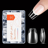 Modelones nageltips 216 stuks - volledige dekking nageltips set, zachte gel tips set, pre-polijsten PMMA hars nageltips, doe-het-zelf lijm op nail art kunstnagels, korte amandelen XS