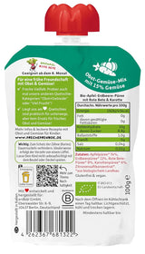 FRECHE FREUNDE Biologisch knijpfruitzakje met appels, aardbeien, rode biet en wortel, fruit- en groentepuree in knijpzakje voor baby's vanaf 6 maanden, veganistisch, 6 stuks (6 x 100 g)