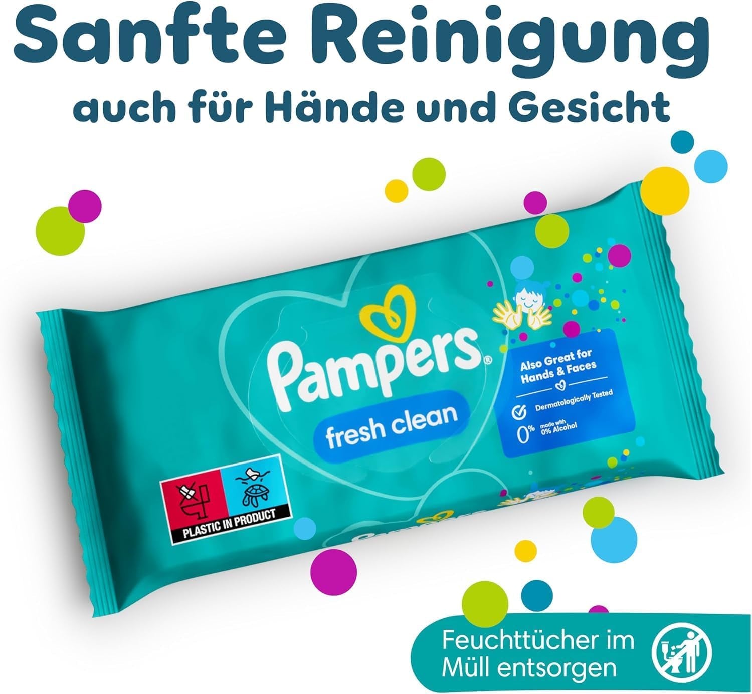 Pampers Fresh Clean Wet Wipes, 1872 doekjes (36x52 stuks), licht geparfumeerd, ook geschikt voor handen en gezicht