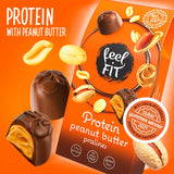 Feel FIT Proteïnepralines met pindakaas in melkchocolade van hoge kwaliteit, zonder toegevoegde suiker, 17% eiwit, glutenvrij 66 g (1 pak)