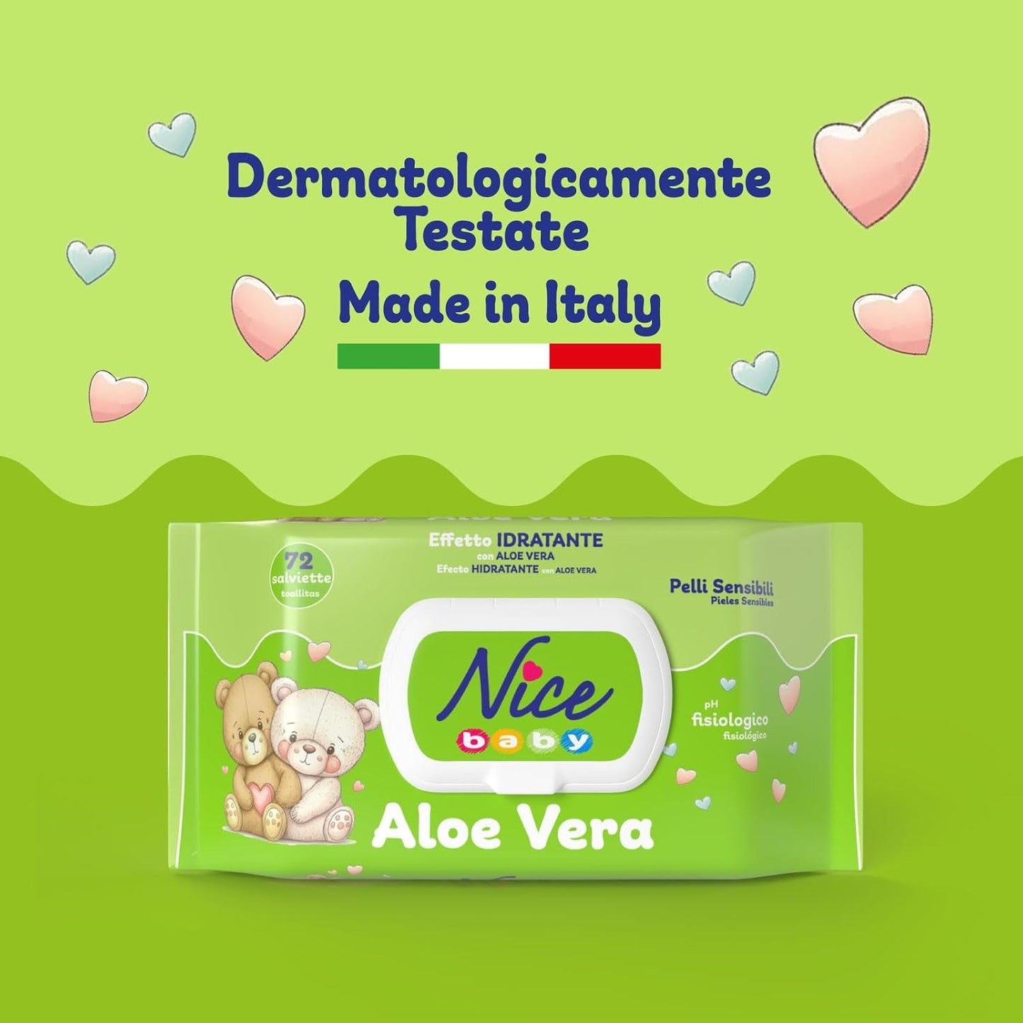 Reinigingsdoekjes voor kinderen en baby's - met aloë vera en arganolie - dermatologisch getest - fysiologische pH-waarde - maxiformaat: pakje van 72 doekjes - Nice