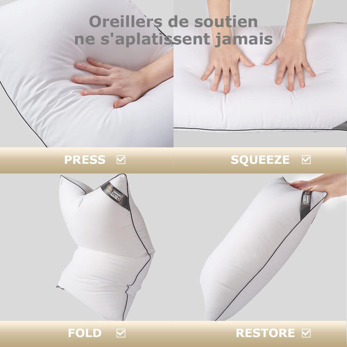 Bedstory-kussen, 50 x 70 cm, 2 stuks, bijtbestendig, zweetademend, hypoallergeen, vulling: 100% polyestervezel, ultracomfortabel en zacht comfort en uitstekende ondersteuning Naty Shop standaardkussens