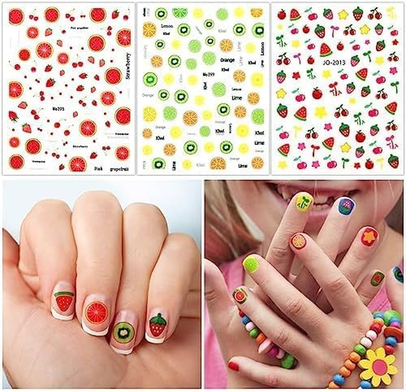 Leuke nagelstickers voor kinderen 20 vellen 3D-nagelstickers Glow In The Dark Bloemen Kleurrijke nagelkunstdecoratie Nagelstickers Zelfklevende stickers DIY Decoratie Accessoires