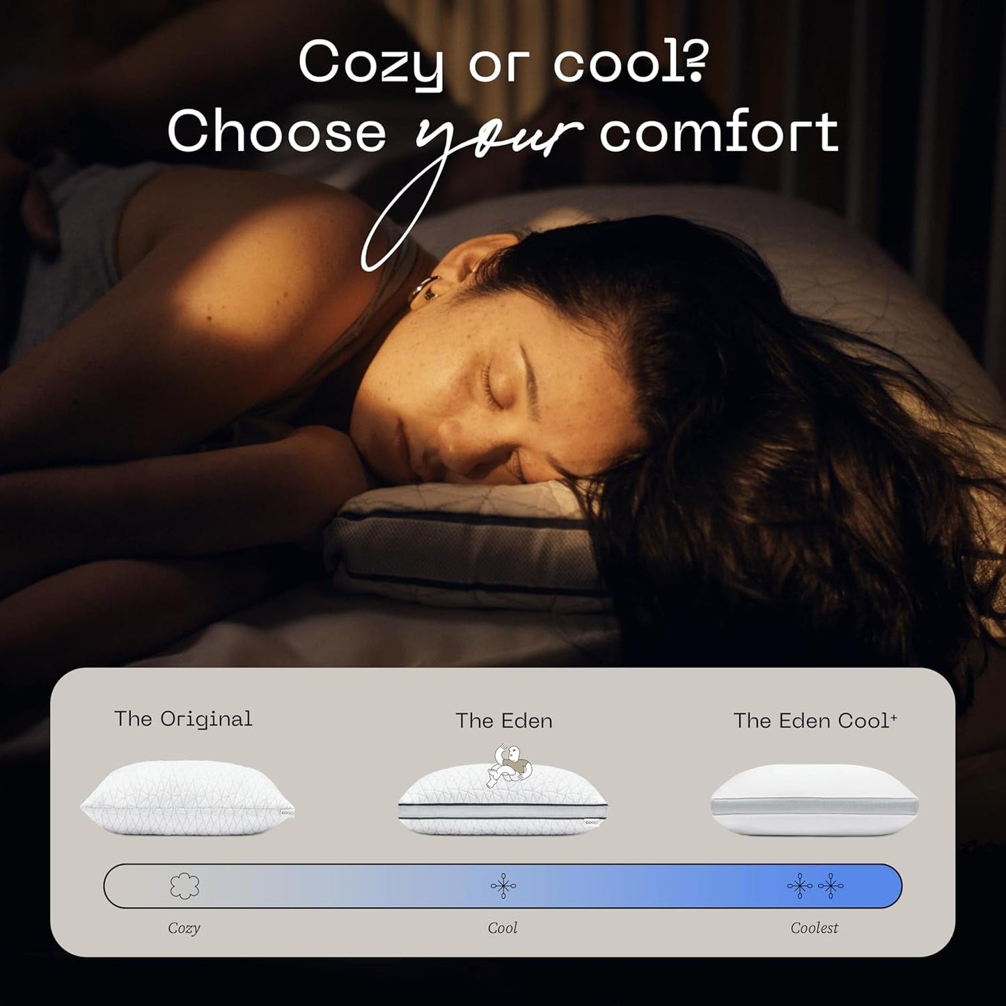 Coop Home Goods Eden Cool Verstelbaar kussen Kingsize verstelbaar met gel doordrenkt traagschuim Zacht ademend Lulltra-materiaal Ideaal voor alle slapers Milieuvriendelijk Naty Shop Standaardkussens