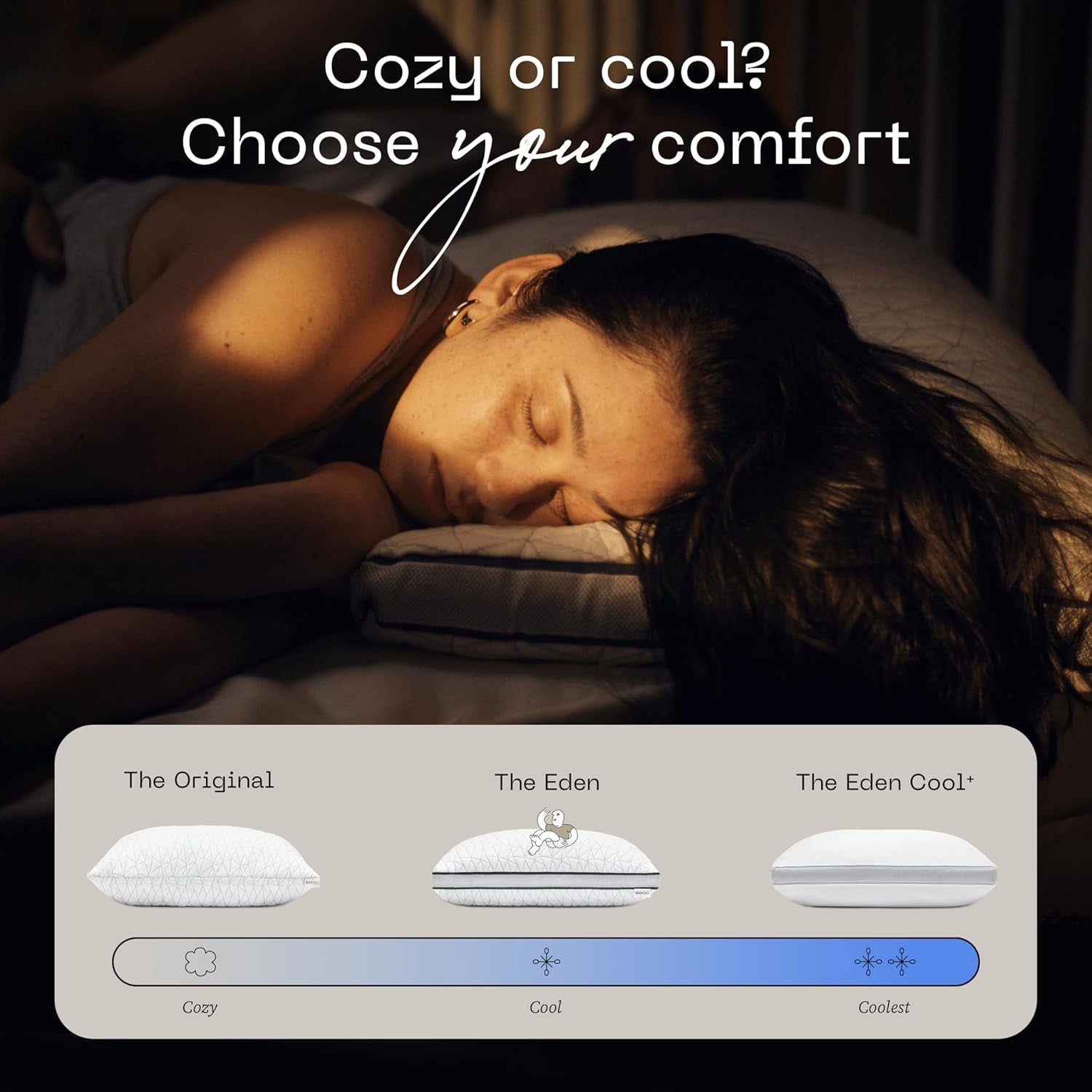 Coop Home Goods Eden Cool Verstelbaar kussen Kingsize verstelbaar met gel doordrenkt traagschuim Zacht ademend Lulltra-materiaal Ideaal voor alle slapers Milieuvriendelijk Naty Shop Standaardkussens