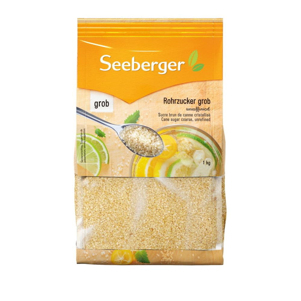 Seeberger Rohrzucker Grob 5Er-pakket: Vollrohrzucker Besonders Aromatisch - Ideal Für Cocktails Und Zum Backen - Grob - Ongeraffineerd, Veganistisch (5 X 1 Kg) Zoetstoffen Naty Shop 1 Kg (5Er-Pack)