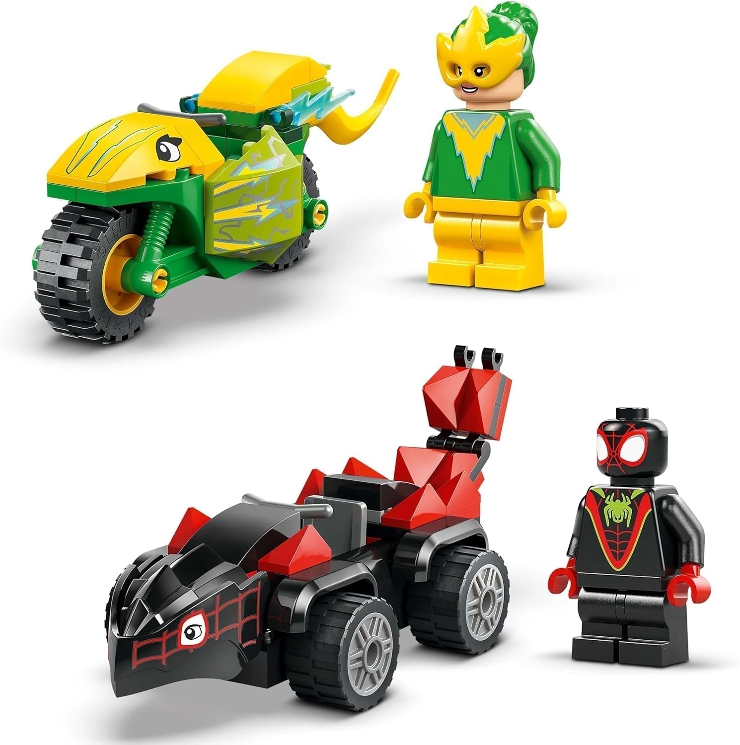 LEGO Marvel actieplezier met spin en electro in hun dino-speedsters, bouwbare superheldenauto voor jongens en meisjes vanaf 4 jaar, heldenset met speelgoedauto, Spidey en zijn supervrienden 11198 Bouwsets Beuche in LEGO-Store