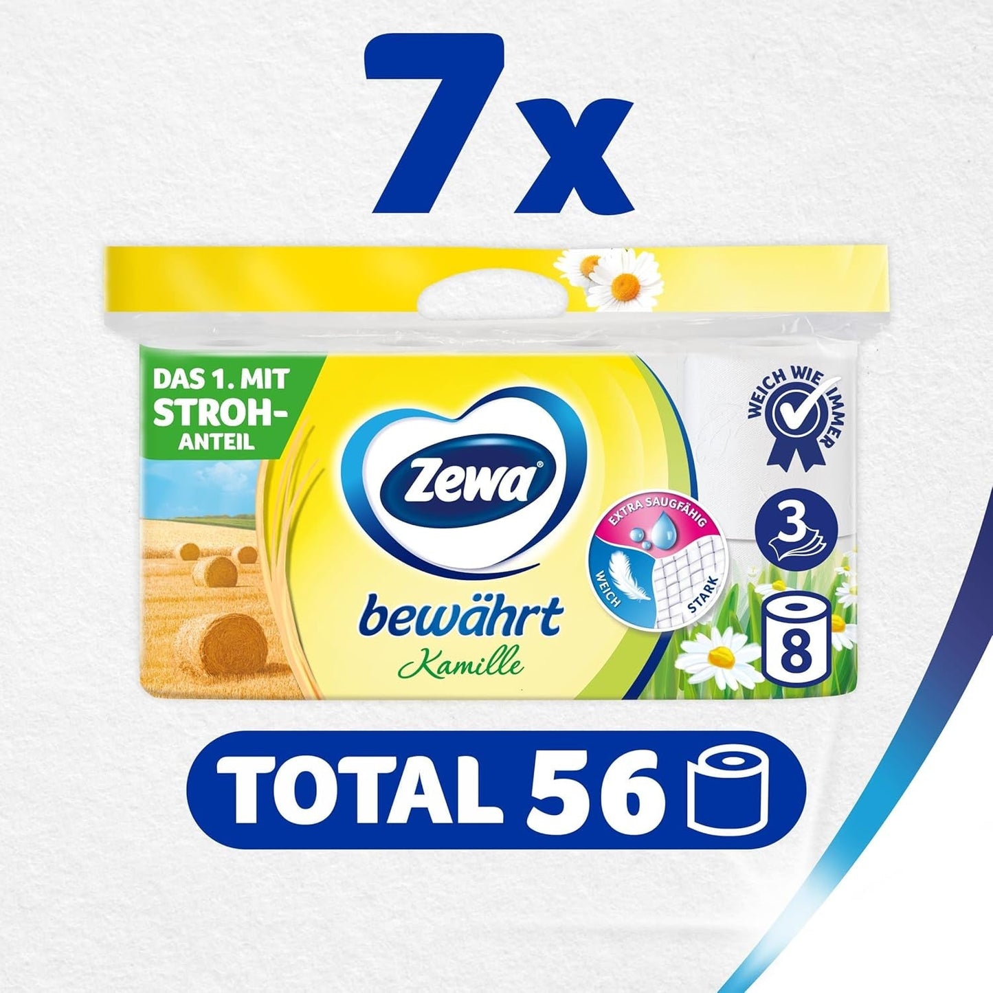 Zewa Bewezen Kamille Toiletpapier met Rietje 7X 8Rollen