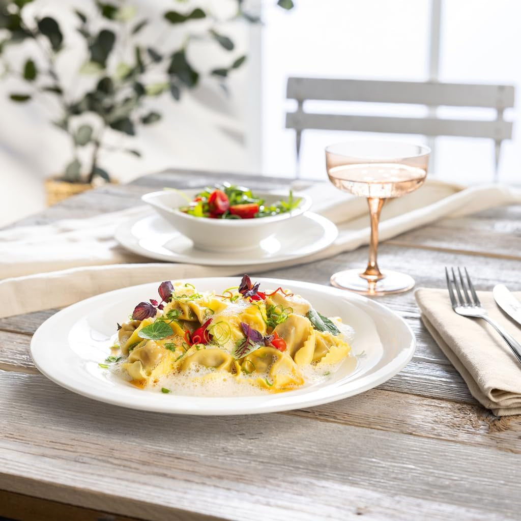 vivo - Villeroy & Boch Groep – Essential Witte Dinerset 18 tlg. Weiß, Spülmaschinenfest, Mikrowellensicher, Geschirr Set für 6 Personen, Müslischalen, Speiseteller, Dessertteller, Premium Porzellan